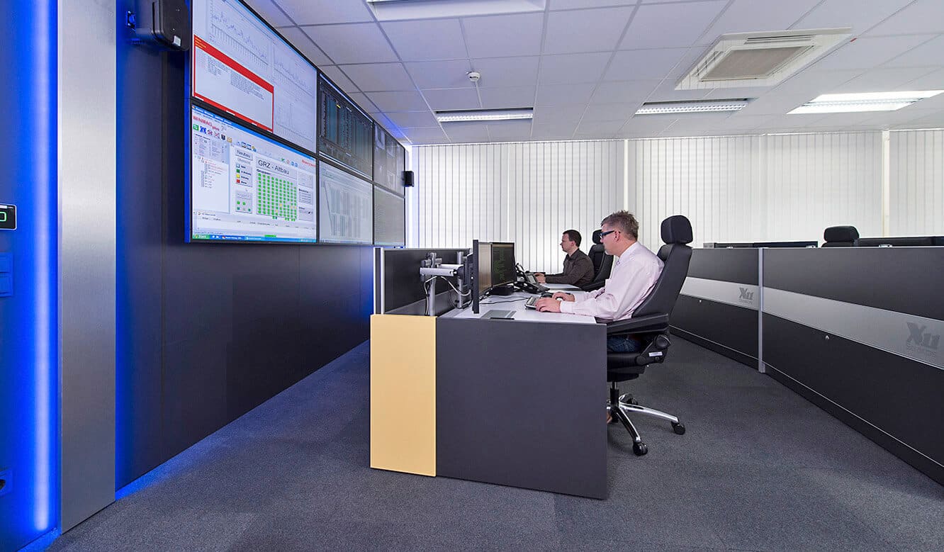 JST GRZ Linz Farbvariante blau bei der DisplayWall Beleuchtung