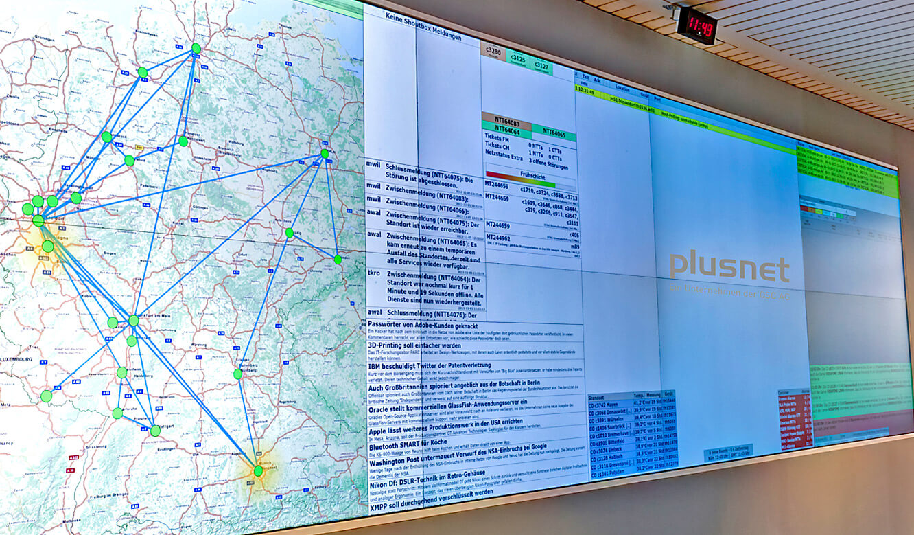 JST-Plusnet: Kontrollraum mit einer neuen Cube-Großbildwand