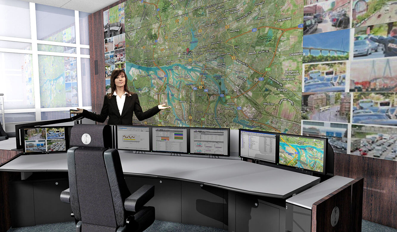 JST - Police Hamburg: Traffic control centre. Photorealistic 3d planning