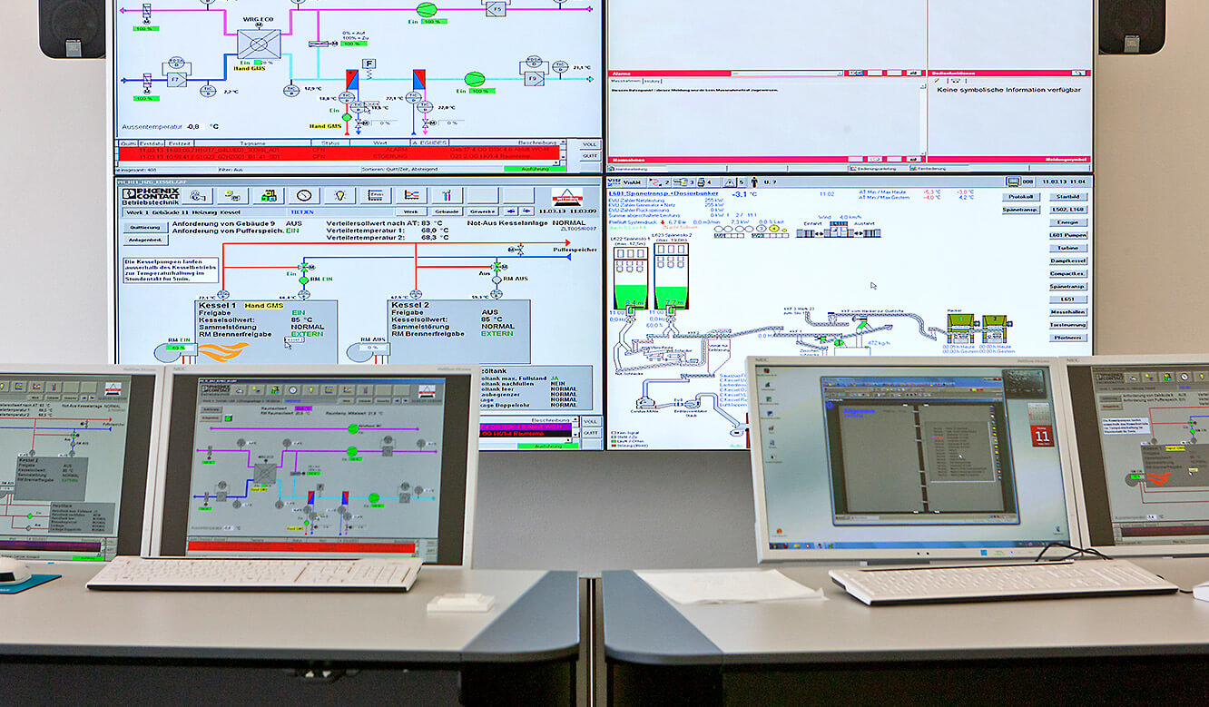 JST-Phoenix Contact: control centre. Large display wall allows maximum clarity