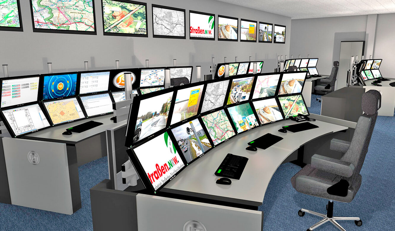 JST - Traffic Control Centre NRW: control room. Photorealistic 3D planning