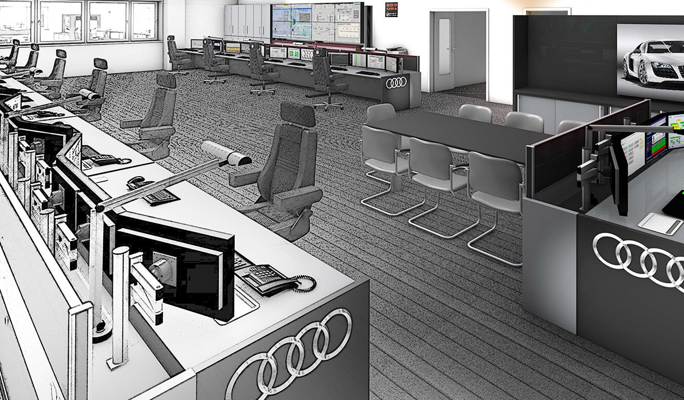 Audi Ingolstadt: Control centre. Photorealistic 3D planning