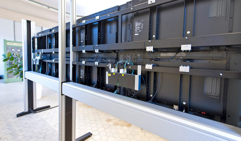 JST references - EnBW control centre: Large display wall. Rear view.
