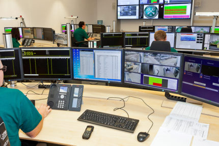 JST References - Nürnberger Wach- und Schließgesellschaft: control room with large display wall