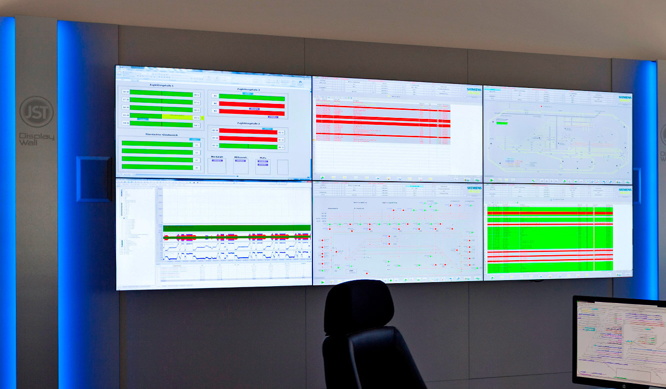 JST-Siemens Wegberg: Large display wall with AlarmLight