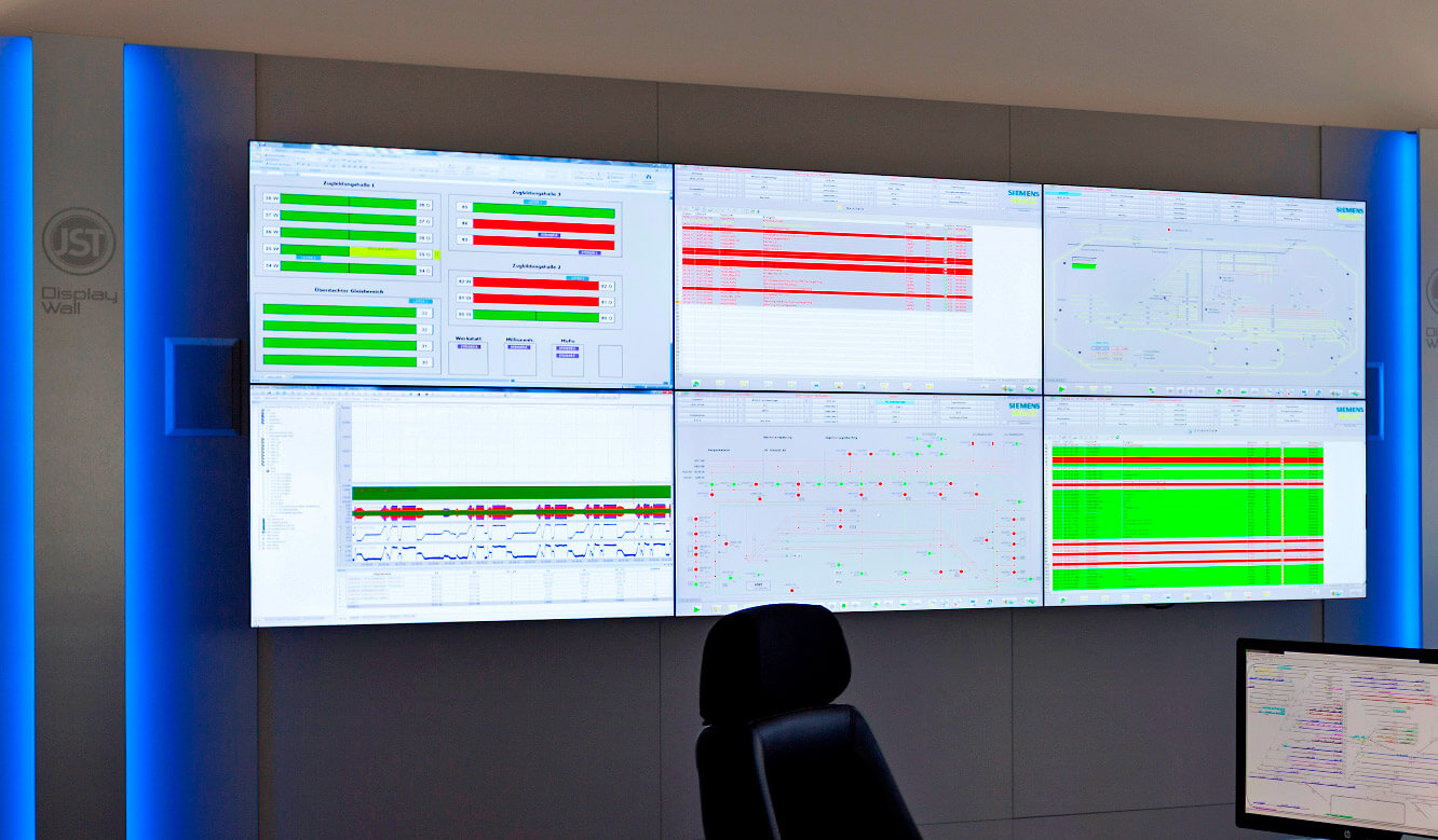JST-Siemens Wegberg: Großbildwand mit AlarmLight