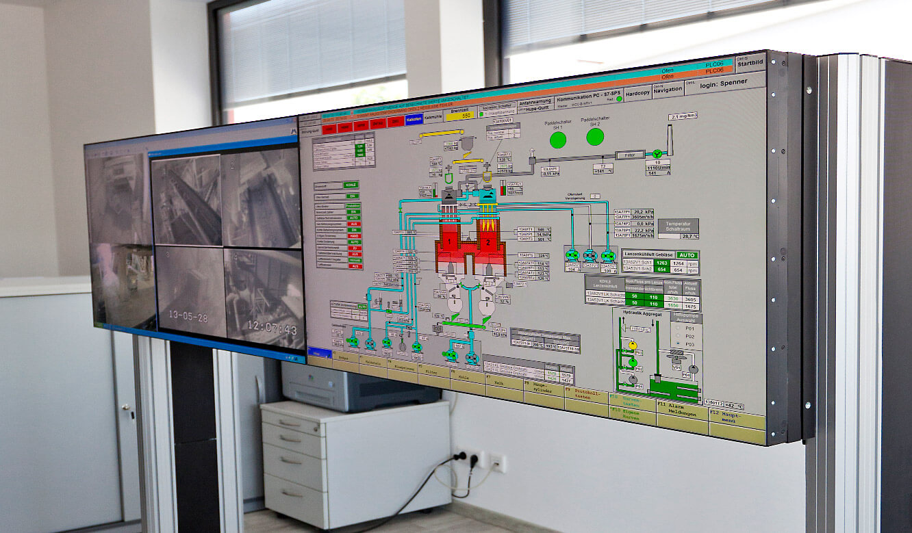 JST-Spenner Zement: Control centre. Mobile display racks for large displays