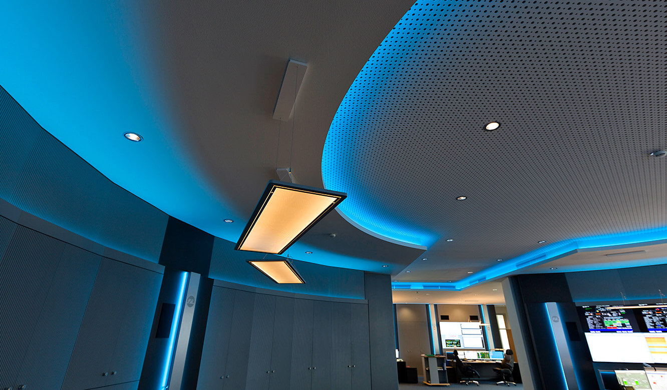 JST-InfraLeuna: ceiling design with lighting concept in the control centre