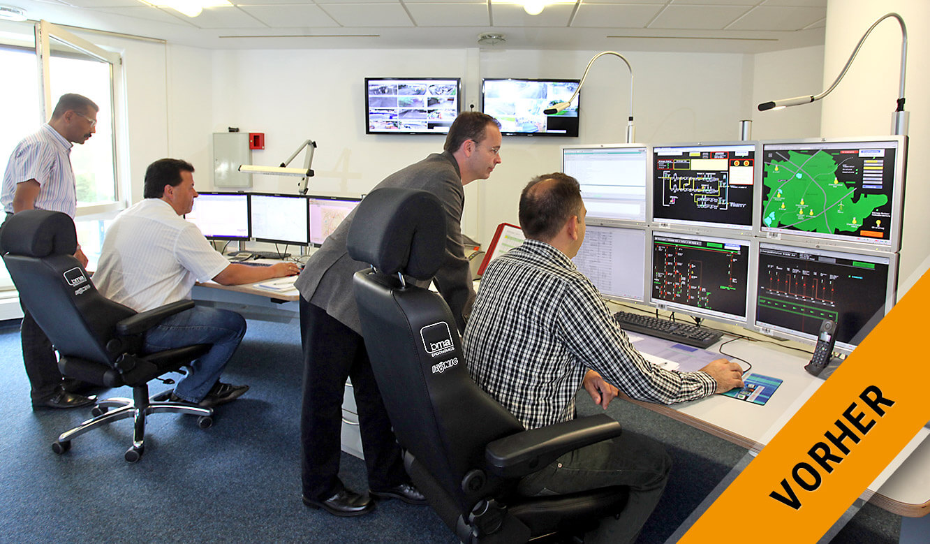 JST - Stadtwerke Ratingen: View into the control centre before reconstruction