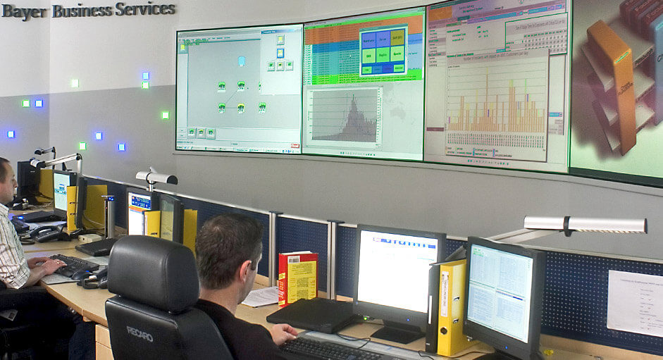 Graphic controller in use in the IT control room at Bayer Business Services