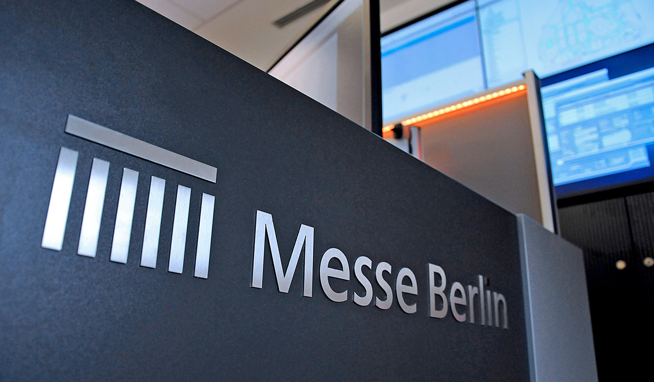 JST - Messe Berlin: the company logo was integrated into the new control room in a clearly visible position