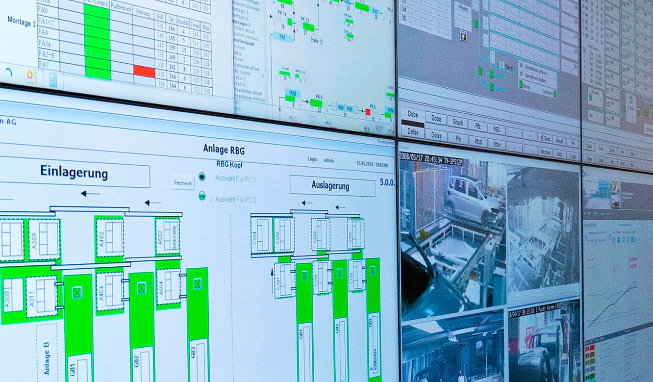 JST Volkswagen FIS control room: monitor wall with ultra slim display frame