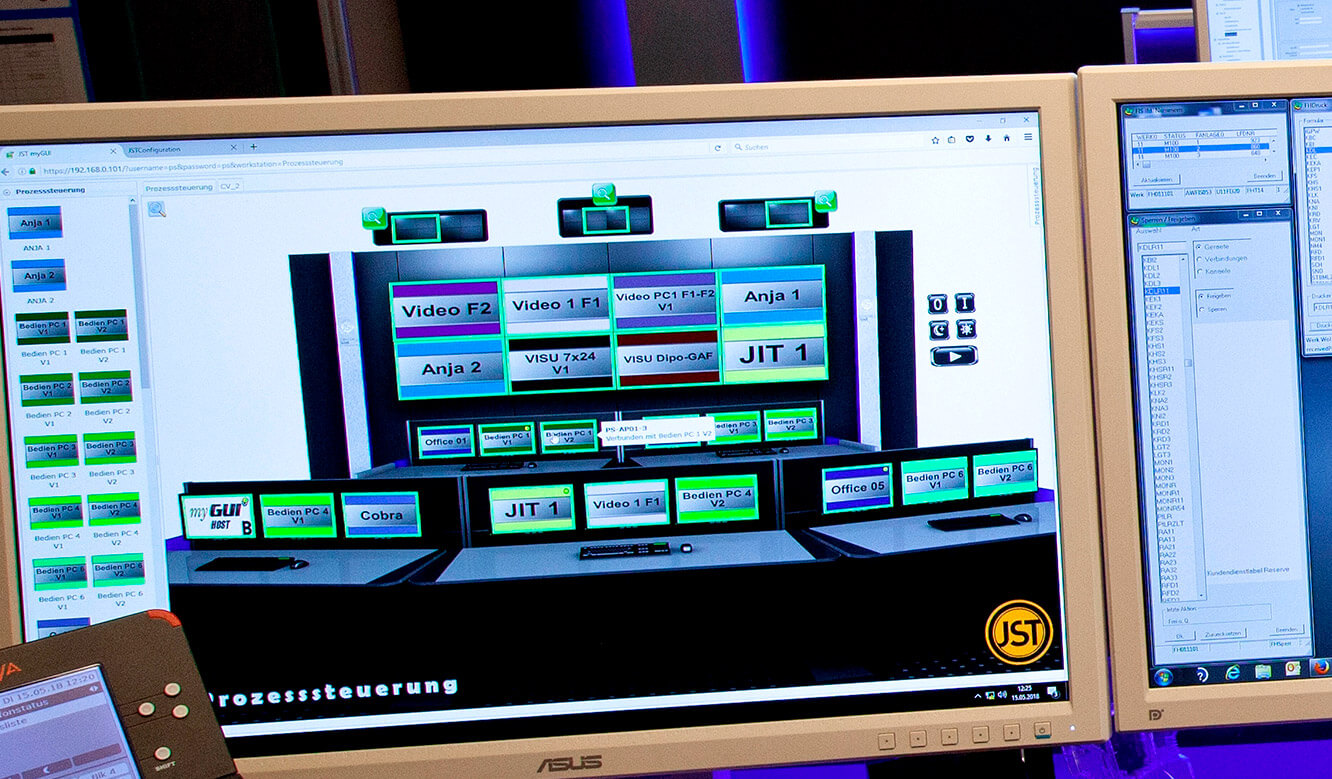 JST Volkswagen FIS-Control Room: interactive myGUI user interface for MultiConsoling