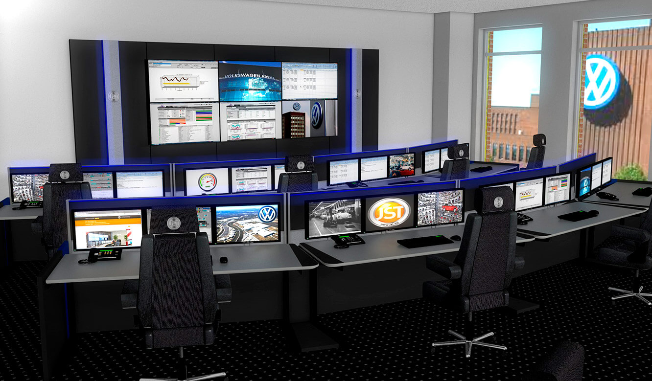 JST Volkswagen FIS control room: control room in a 3D visualisation