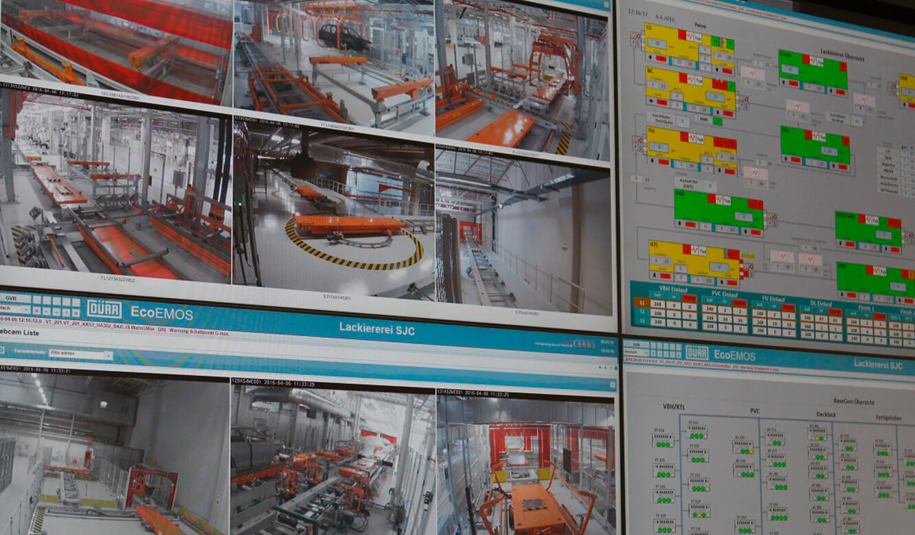 JST Audi Mexico: Large display wall in the production control room