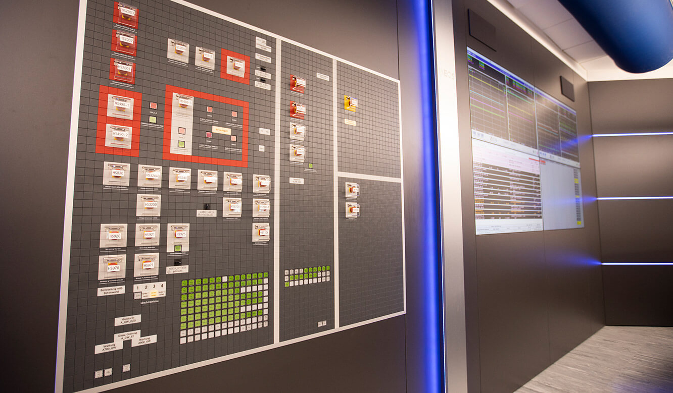 JST INEOS Oxide: modern control station technology and ergonomic furniture.
         Mosaic switchboard integrated in control room