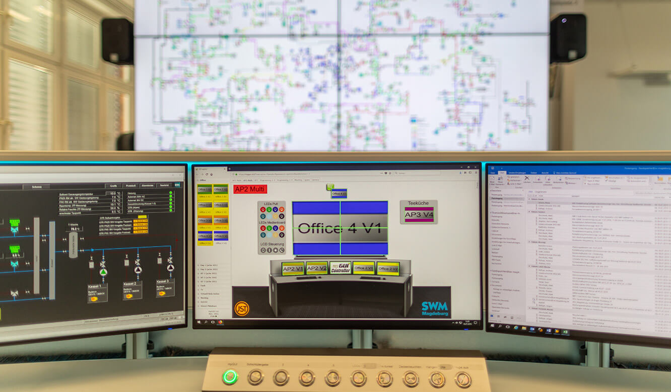 JST Leitwarte Energieversorger Städtische Werke Magdeburg: Großbilddisplays mit ultraschmalen Rahmen