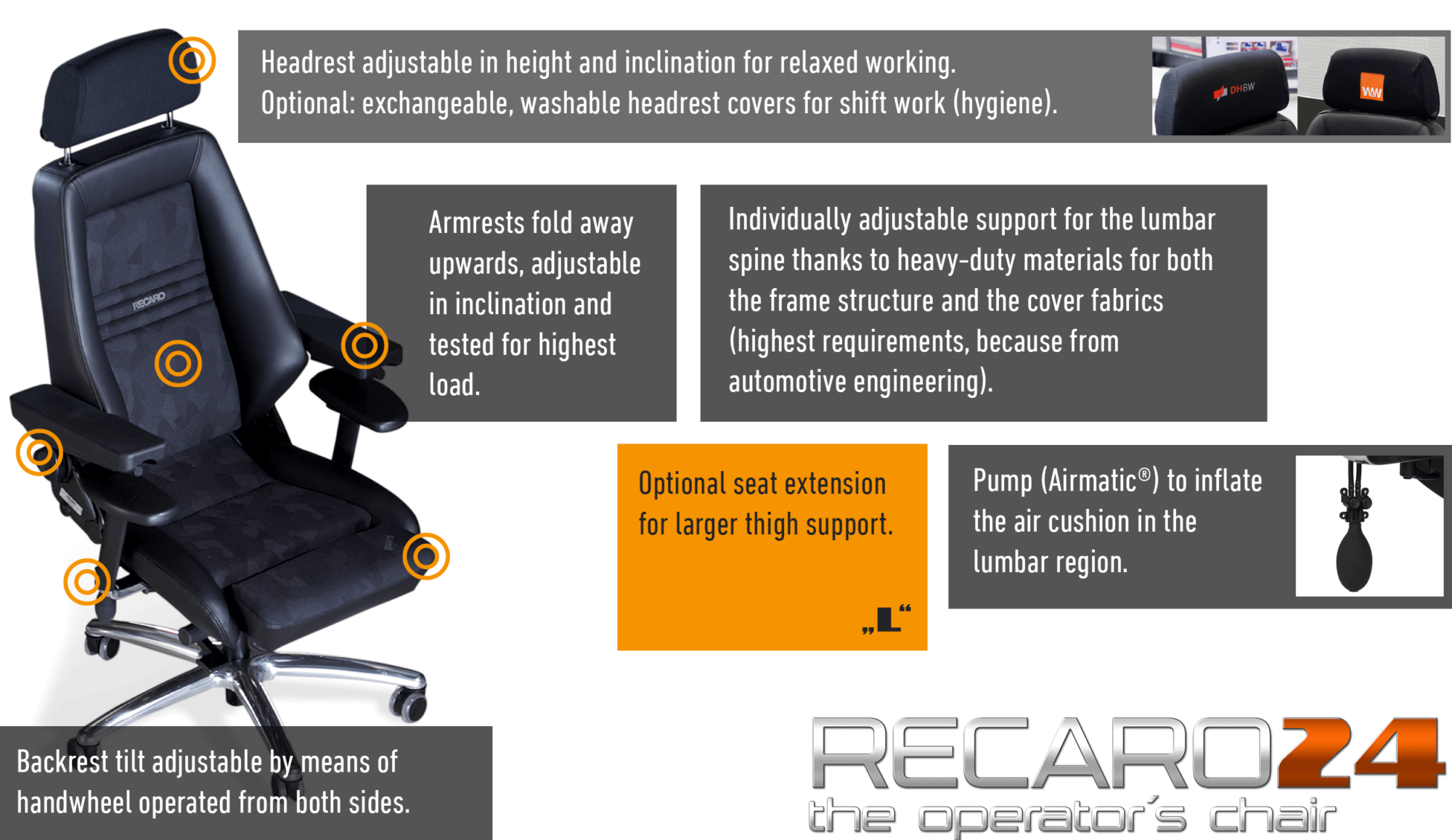 JST Technical data for the operator chair Recaro 24