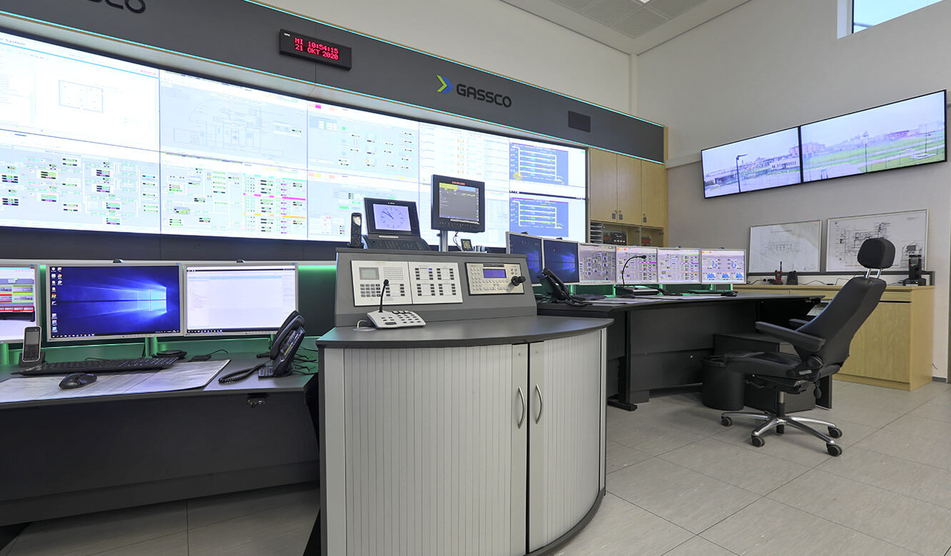 JST reference energy supplier Gassco Emden natural gas metering station - special equipment for control room