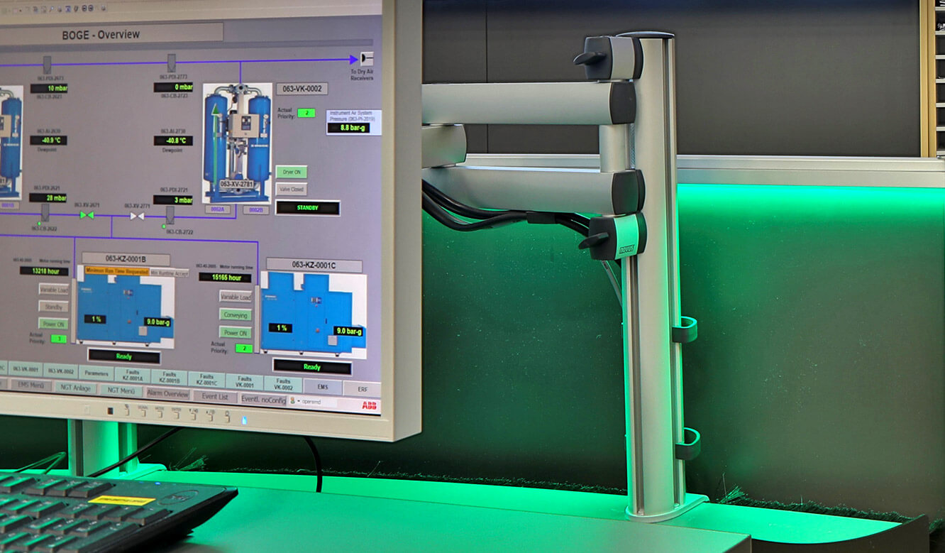 JST reference energy supplier Gassco Emden natural gas control room - 3D mounting for monitors at the workplace