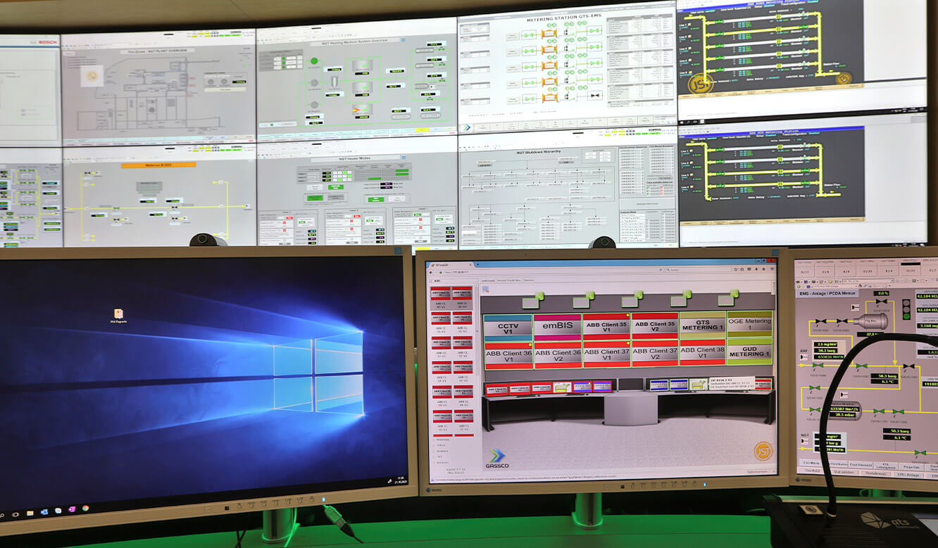 JST reference energy supplier Gassco Emden natural gas control room - myGUI user interface for intuitive operation