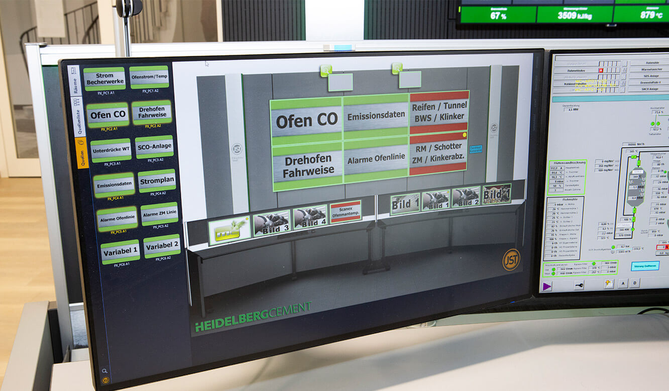 JST reference HeidelbergCement control centre: myGUI control for control room