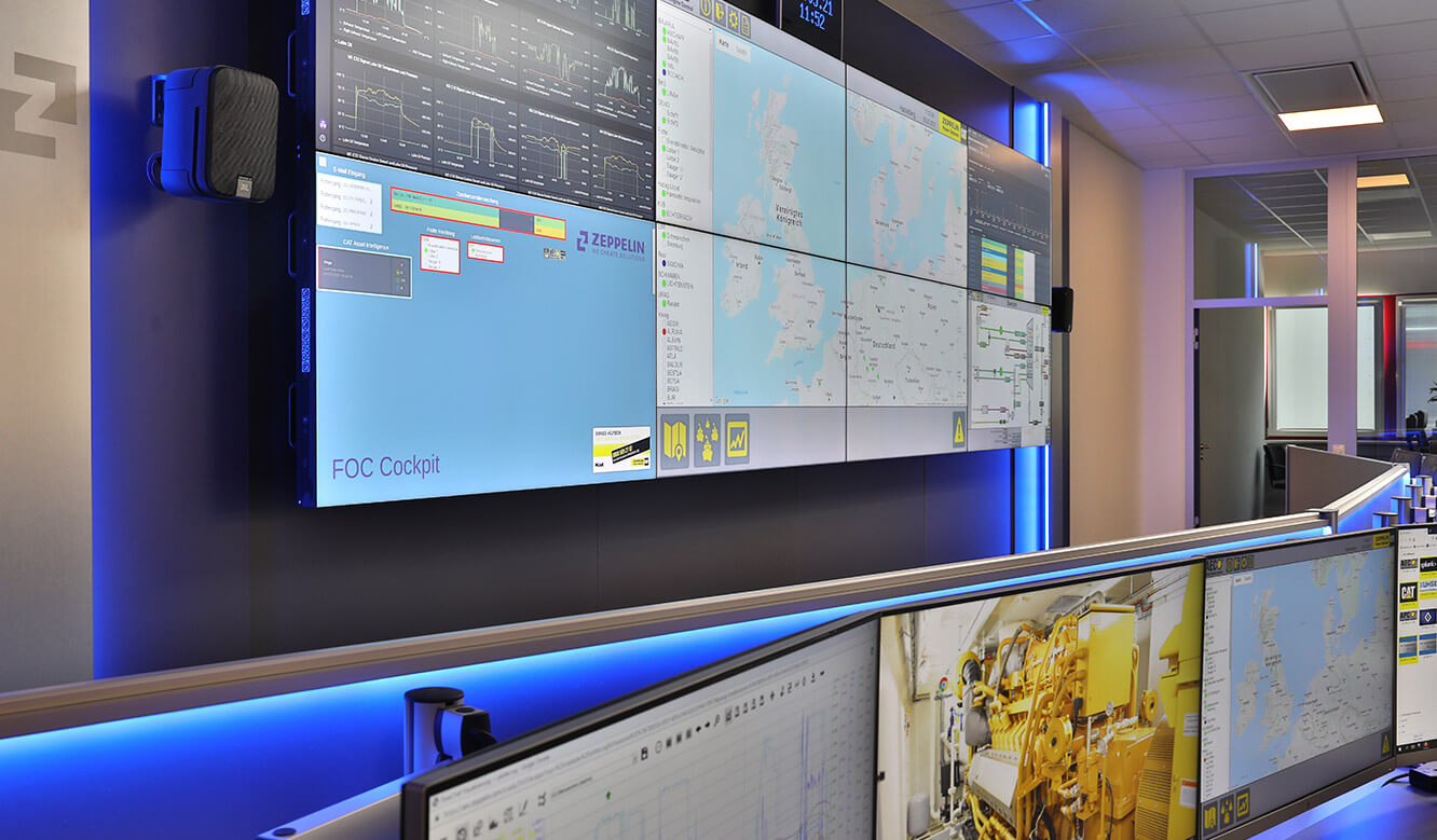 JST Reference Zeppelin Power Systems Fleet Operations Center - Operator workstations in front of the large display wall