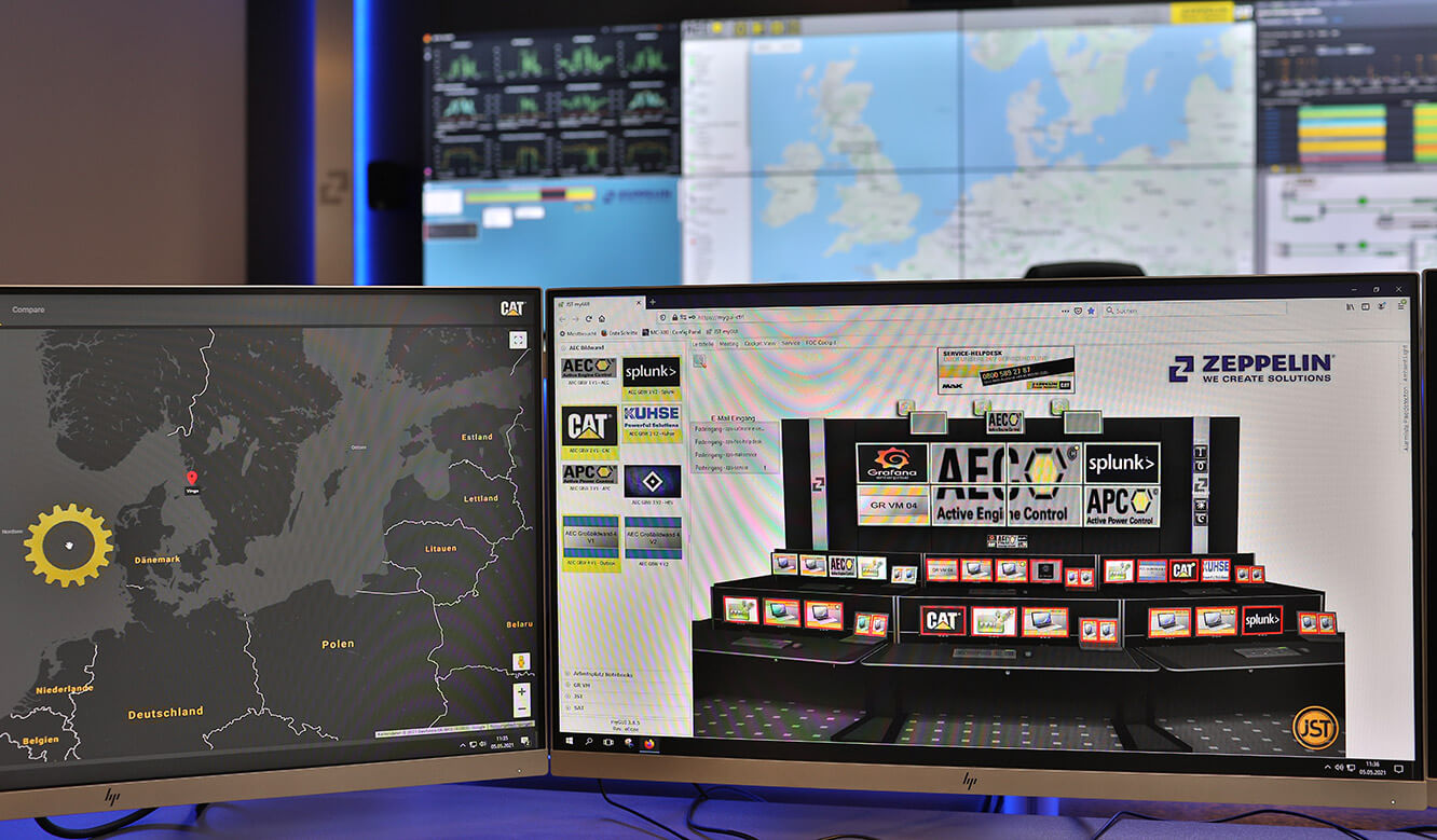 JST Referenz Zeppelin Power Systems Fleet Operations Center - interaktive Bedienoberfläche myGUI
