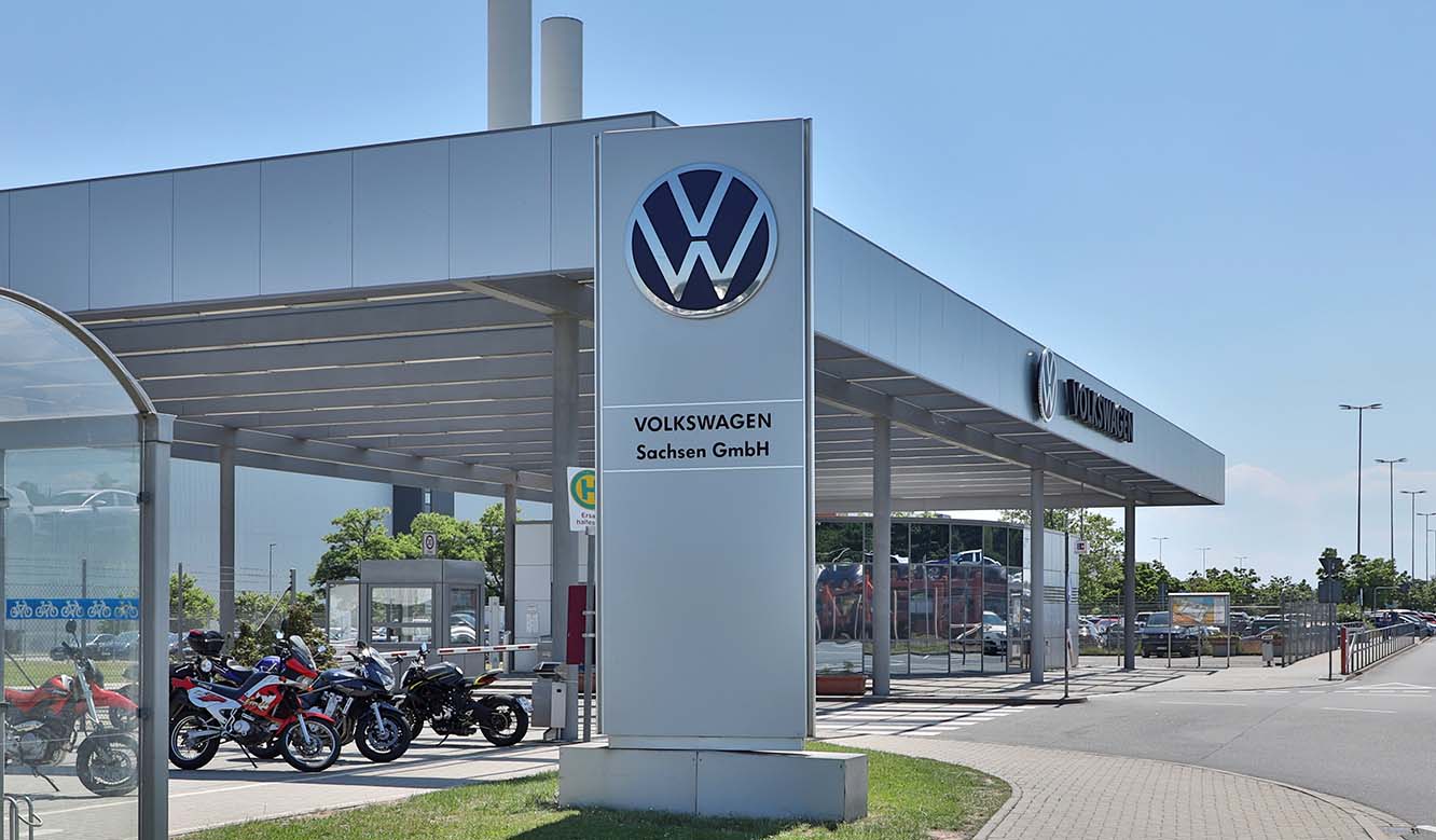 JST reference Volkswagen Sachsen - entrance to Volkswagen plant Zwickau