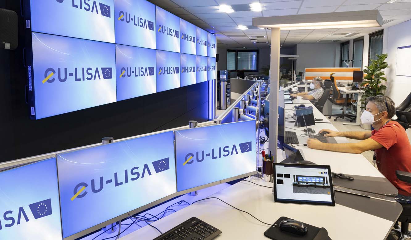 JST EU-LISA: control center for security in Europe proactive monitor wall