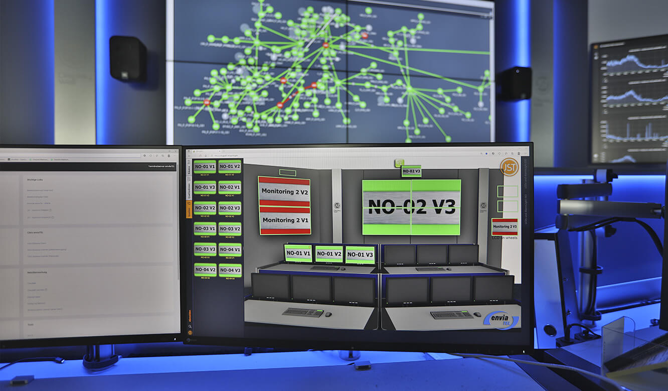 JST Referenz envia TEL Network Operation Center: intuitive myGUI-Bedienoberfläche für Sicherheit bei der Kontrollraumsteuerung
