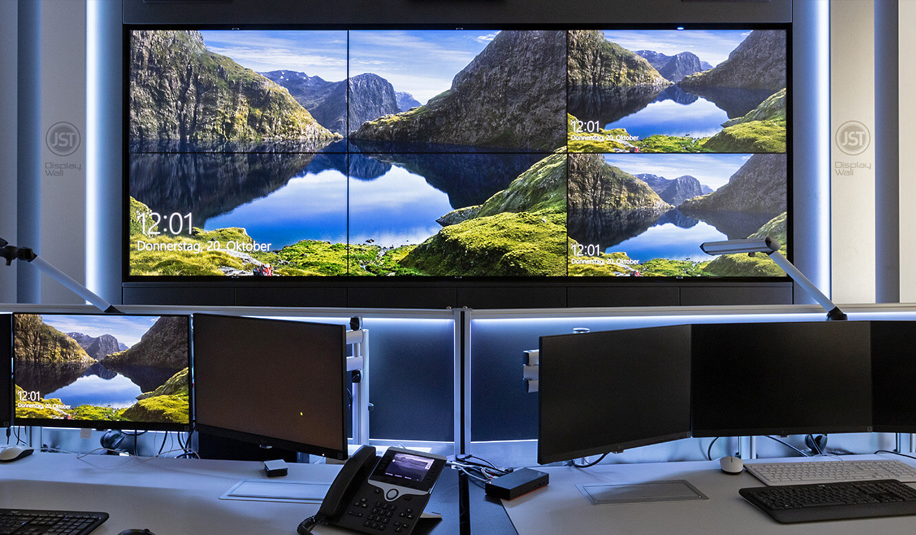 JST KfW Security Command Center: Videowall ermöglicht Big-Picture-Darstellungen dank Großbilddispays mit ultraschmalen Rahmen