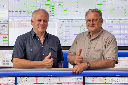 JST Leitwarte Stadtwerke Energieversorgung Schwerin: Leittechnik-Ingenieur Thomas Vinzelberg und Bereichsleiter Klaus Rüger