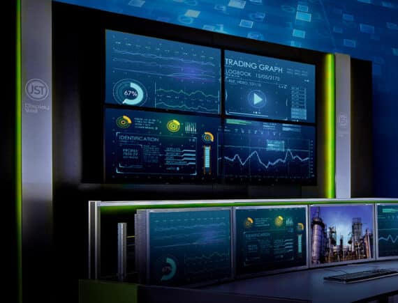 JST-DisplayWall aus mehreren Monitoren mit einem schmalen Rand