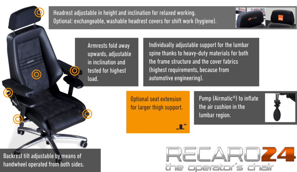 JST Technical data for the operator chair Recaro 24